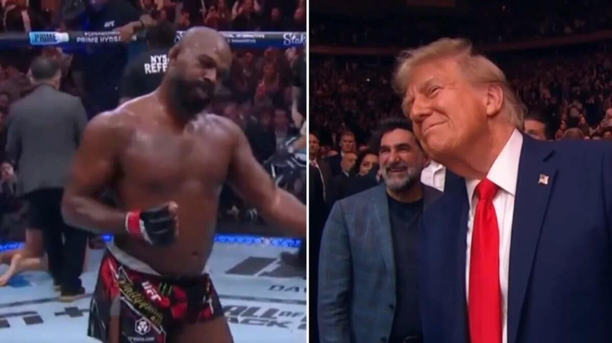 Джон Джонс отпраздновал победу на UFC стиле Трампа и отдал ему пояс (Видео)