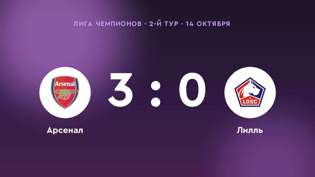 «Арсенал» обыграл «Лилль» со счётом 3:0