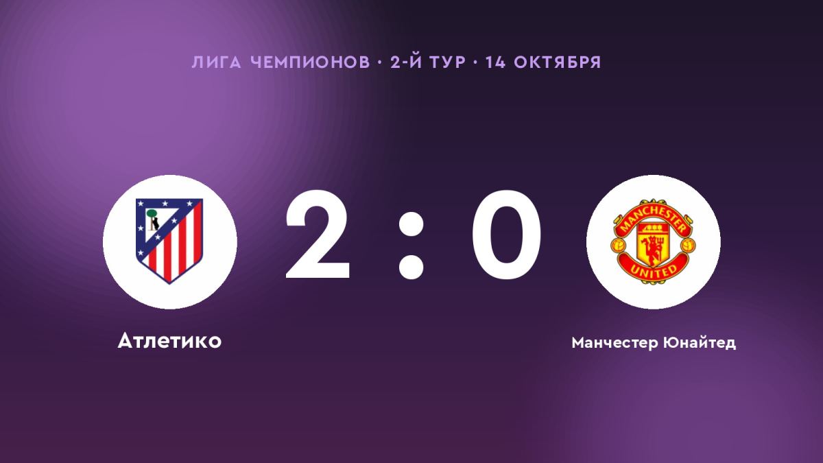 «Атлетико» одолел «Манчестер Юнайтед»: 2:0