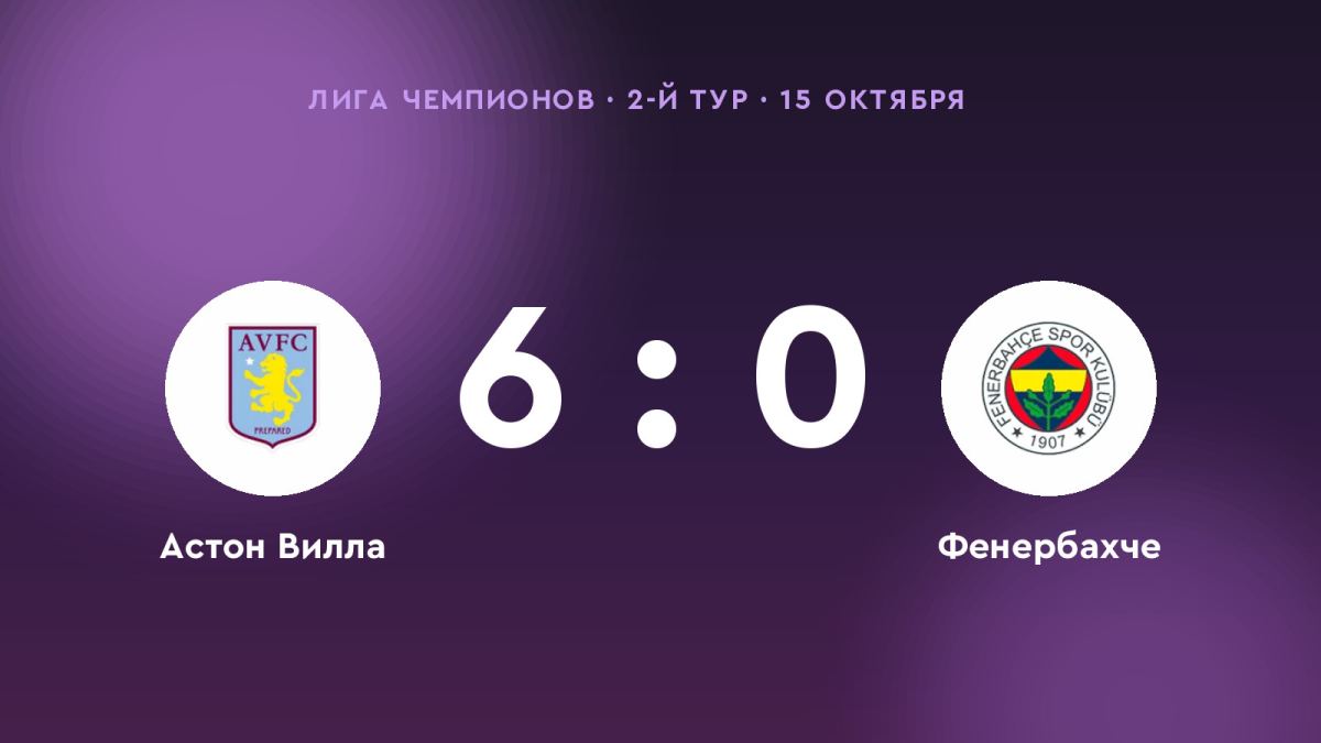 «Астон Вилла» разгромила «Фенербахче» — 6:0