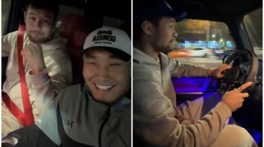 Хамитов и Рахмонов прокатились на дорогом внедорожнике по Алматы (Видео)