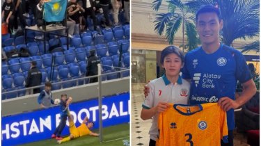 Нуралы Алип подарил футболку 14-летнему футболитсту за помощь на матче